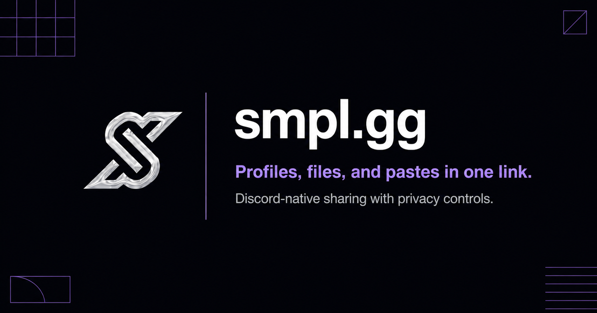 A smpl.gg creator profile connected to organized media and downloads